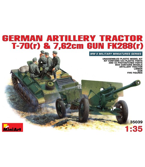 German Artillery Tractor T-70 (r) & Gun w/Crew 1/35